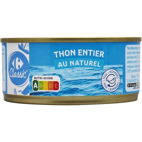 Carrefour classic' thon entier au naturel 140g
