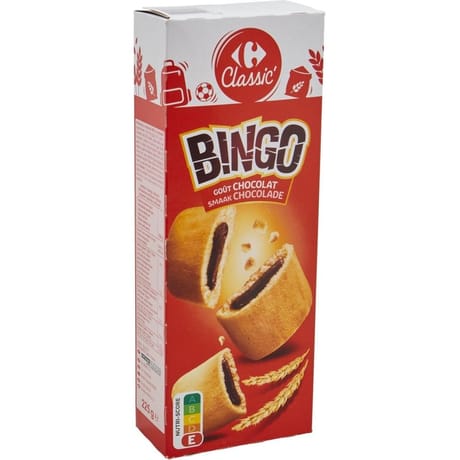Carrefour classic' bingo biscuits fourrés chocolat 225g