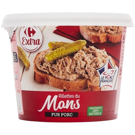 Carrefour Extra rillettes du Mans pur porc 220g