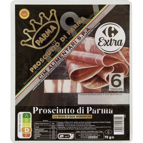 Carrefour extra jambon de parme 14 mois d'affinage 6 tranches 70g