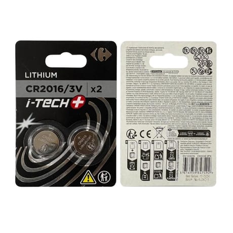 Carrefour 2 piles lithium CR2016 i-tech+