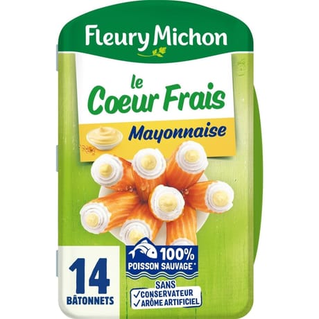 Fleury Michon 14 bâtonnets surimi coeur frais mayonnaise 224g