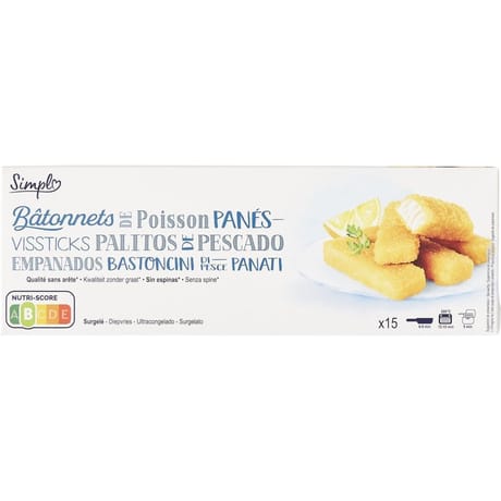 Simpl bâtonnets de poisson blanc 15x30g