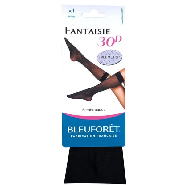 Mi bas 30D semi opaque plumetis Bleuforet NOIR AR5 TU