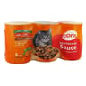 Cora bouchées en sauce chat boeuf foie/poulet agneau/lapin foie 3 x 400g