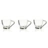 Lot de 3 tasses à café en verre avec anse en métal  11 cl
