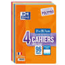 Oxford lot de 4 cahiers openflex agrafé 21x29.7 cm 96 p 90 gr grands carreaux