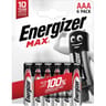 Energizer 6 piles max aaa/lr03 durent jusqu'a 100% plus longtemps 66g