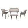 Salon bas bambou taupe avec coussins (2 fauteuils + 1 canape + table)