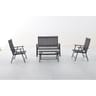 Salon bas pliant 4 pcs en alu et polyester - 1 canape+2 fautls+ 1 table