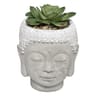 Tete bouddha avec plante artificielle 13,5x18cm