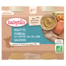 Babybio pots risotto poireau saumon des 8mois 200g x2
