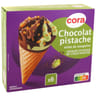 Cora 6 cônes chocolat pistache 720ml - 431g