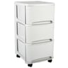 Tour déco stone 3 tiroirs gm de 14l avec roulettes blanc cerusé