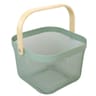 Panier carré grille métal vert nature avec anse bois 25 cm