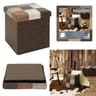 Coffre pouf pliable patchwork pu marron