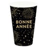10 gobelets en carton 35cl noir bonne année or brillant