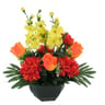 Delphinium chrysantheme rose en coupe 025X35cm  artificielle - jaune/orange
