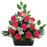 Jardinière de rose et seringat L43XL25XH58cm - artificielle rouge