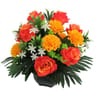 Rose zinnia x24 artificielle en coupe orange