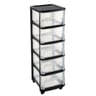 Eda tour de rangement city 5 tiroirs gm + roulettes noir