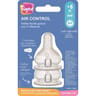 Lot de 2 tétines silicone + 6 mois lait/eau air control col étroit Tigex