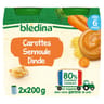 Bledina pots carottes semoule dinde 2x200g