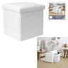 Coffre pouf pliable bouclette blanc