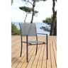 Fauteuil empilable mangue alu et toile textilene gris