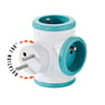 Watt&Co triplite rotative 180° turquoise - 3 ports 16 A