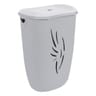 Eda coffre à linge flora gris béton/blanc céruse 40l