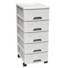 Module a4 stone 5 tiroirs avec roulettes blanc cerusé