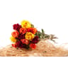Bouquet de 15 roses 50 cm bouton 3.80 cm arlequin ton chaud