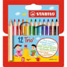 Etui carton 12 crayons couleur stabilo  trio courts