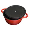 Cocotte ronde fonte 24cm avec couvercle coloris rouge