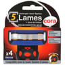 Cora recharges rasoir systelme 5 lames homme x4