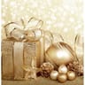 Serviettes x20 decorees cadeau et boule or 33x33cm 3 plis