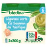 Bledina pots de légumes verts riz saumon du pacifique 2x200g