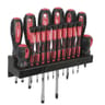 Rack de 18 tournevis bimatière avec support mural