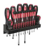 Rack de 18 tournevis bimatière avec support mural