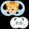 2 sucettes silicone taille 18 mois ourson chat Tigex