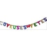 Guirlande "joyeuses fêtes" métallisée multicolore