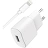 Wow chargeur maison USB A 2.4A FastCharge + Câble USB A/Lightning Blanc WOWCS24ACBLAMFIW