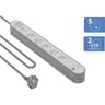 Force power lite parafoudre 5 prises 800j avec usb a+c 1,5m 100% plastique recycle gris FPLIPARAF5P2