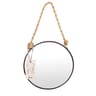 Miroir rond en métal à suspendre avec corde dimension 20x6cm
