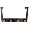 Patere de porte 4 tetes metal noir et bois