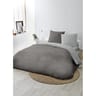 Parure housse de couette lavée 240x220cm+2 taies 63x63cm gris foncé gris clair