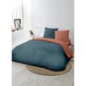 Parure housse de couette microfibre lavée 240x220cm +2 taies 63x63cm bleu corail