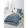 Parure housse de couette microfibre frappée 140x200cm+1 taies 63x63cm rayures marine