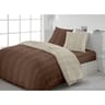 Parure drap plat mico frappée 240x290cm+ drap housse 140x190cm+2 taies 63x63cm epi marron